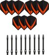 Afbeelding van het spelletje 3 sets (9 stuks) Super Sterke – Oranje - Vista-X – darts flights – inclusief 3 sets (9 stuks) - medium - Aluminium - zwart - darts shafts