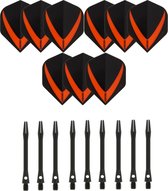 3 sets (9 stuks) Super Sterke – Oranje - Vista-X – darts flights – inclusief 3 sets (9 stuks) - medium - Aluminium - zwart - darts shafts