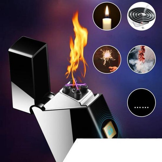 Plasma Aansteker Zwart Metallic Elektrische Oplaadbare 
