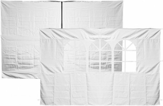 Sekey 2 x zijwanden voor paviljoen, 3 x 3 waterdicht, winterbestendig, zijwanden voor paviljoen, partytent, tuintent, 3 x 3 m, 1 raam, 1 deur, grijs (zwart, 2 deuren