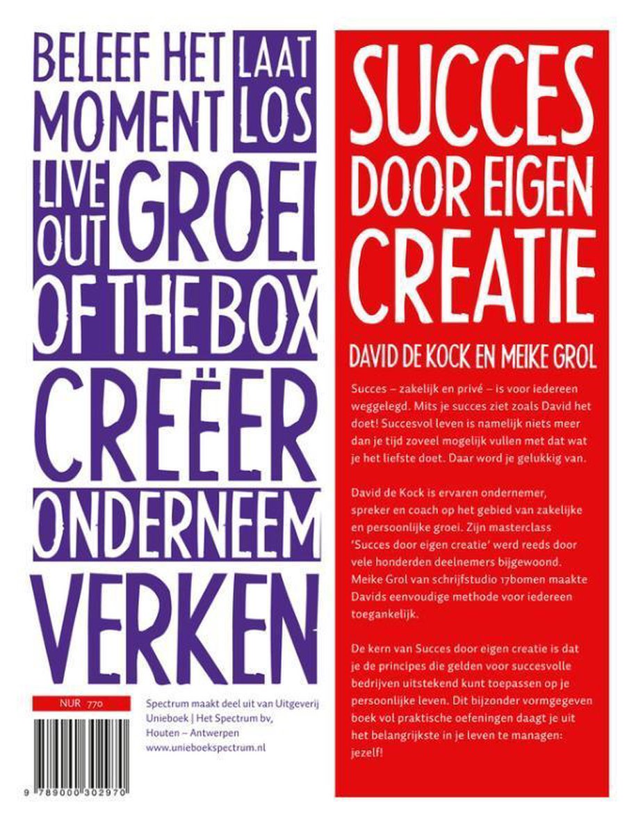 Succes door eigen creatie - back cover
