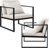 Design fauteuil met kussens 70x60x60 set van 2 zandkleurig
