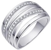 Schitterende Zilveren Ring met zirkonia steentjes 17,75 mm. (maat 56)