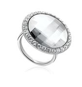 Zinzi - Zilveren Ring - Witte Swarovski Kristal - Maat 56 (ZIR628-56)