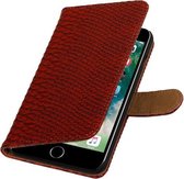 Rood Slang booktype wallet cover hoesje voor Apple iPhone 6 Plus / 6s Plus