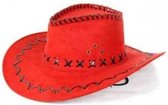 Rode lederlook cowboyhoed voor volwassenen - Cowboyhoeden - Cowboy verkleed hoeden