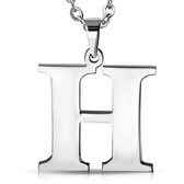 Amanto Ketting Letter H - 316L Staal - Alfabet - 22x22mm - 60cm