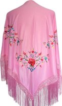 Spaanse manton - omslagdoek - licht roze bij verkleedkleding of Flamenco jurk