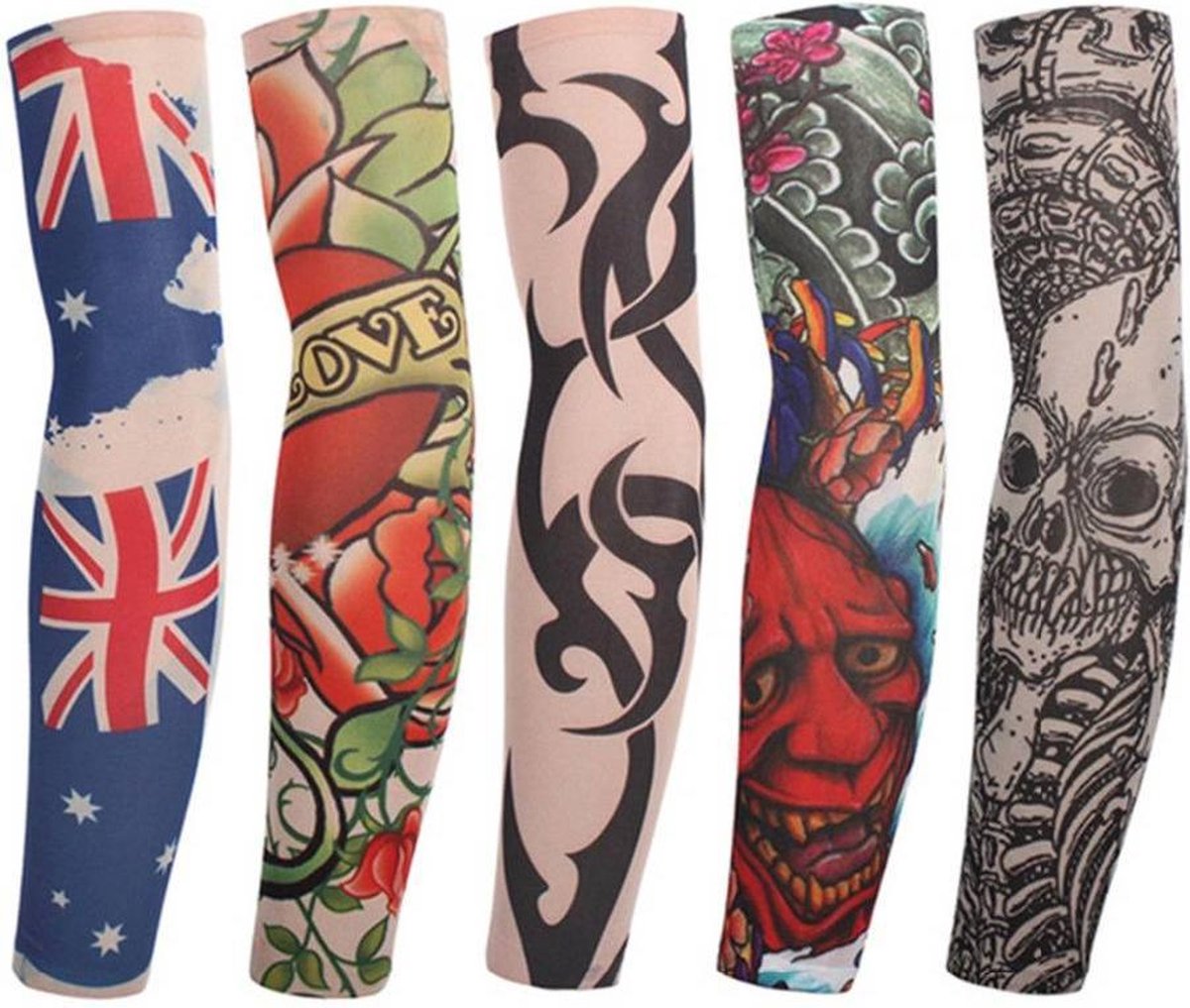Tattoo sleeve - nep sleeve - tijdelijke tattoo - set 6 designs DisQounts | bol.com
