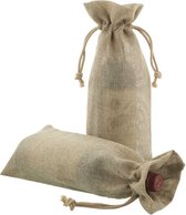 10 stuks Cadeauverpakking Wijn Jute Fles Zakjes 15x38cm
