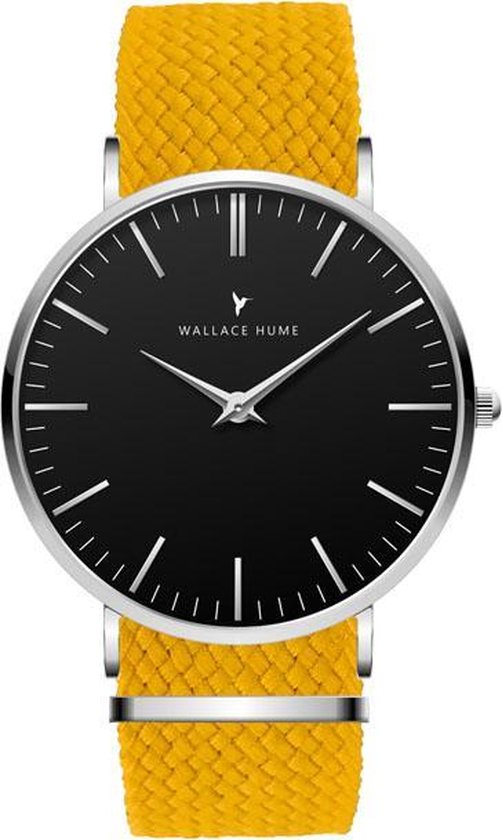 Wallace Hume Zwart - Horloge - Perlon - Geel