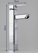 Mengkraan - Badkamer - Wastafelkraan Hoge Uitloop - CHROOM - SICILY LONG - Modern Strakke Design -  Actie OP=OP