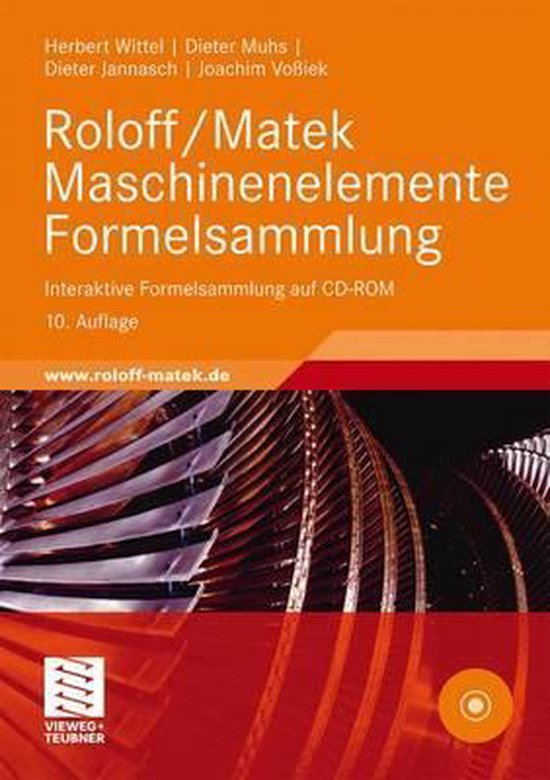 Boekomslag: Roloff/Matek Maschinenelemente Formelsammlung met oranje achtergrond en afbeelding van machineonderdelen.