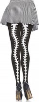 Halloween Zwarte panty met ruggengraat print