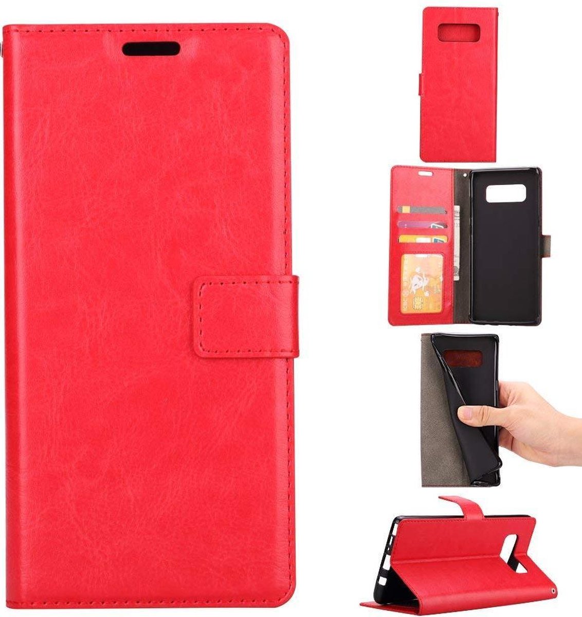Telefoonhoes Geschikt voor: Samsung Galaxy S8 portemonnee hoesje - Rood