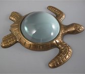 Ludieke loep - vergrootglas in de vorm van een schildpad - ijzer - messingkleur