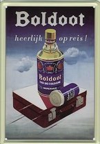 Boldoot reclame Heerlijk op Reis reclamebord 10x15 cm