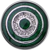 Quiges - Dames Click Button Drukknoop 18mm Cirkels Groen met Zirkonia - EBCM252