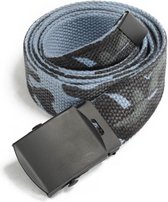 Tropenkoppel riem sky camo met zwarte schuifgesp