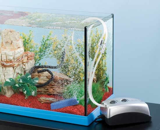 aquarium luchtpomp 200 - regelbaar - 2x100L/h | bol.com