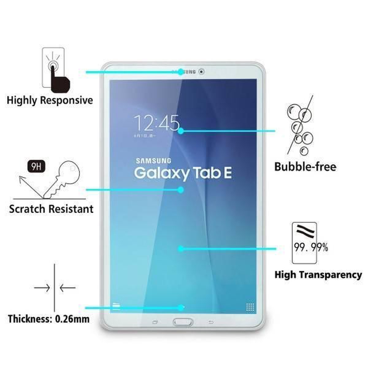 Samsung Galaxy Tab E 9.6 Tempered Glass Screenprotector