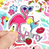 Mix van 50 flamingo stickers - voor laptop, telefoon, koffer, muur, raam etc - Hippe decoratie