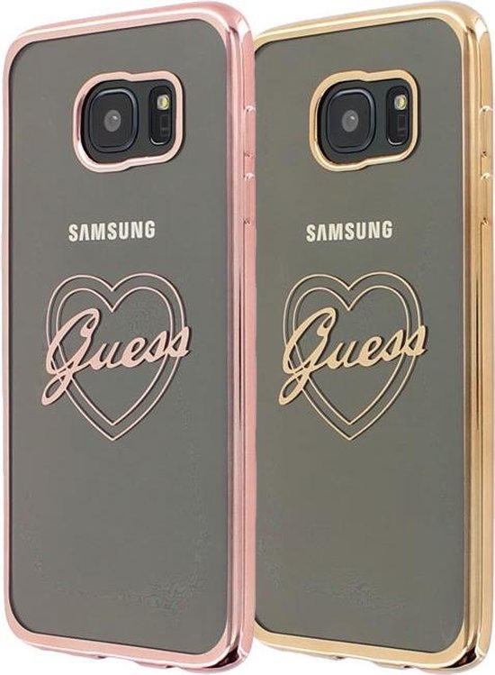 Guess Heart TPU Back Cover - Geschikt voor Samsung Galaxy S7 Edge - Goud