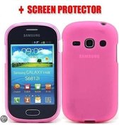 Silicone gel hoesje roze Samsung Galaxy Fame s6810 + screenprotector