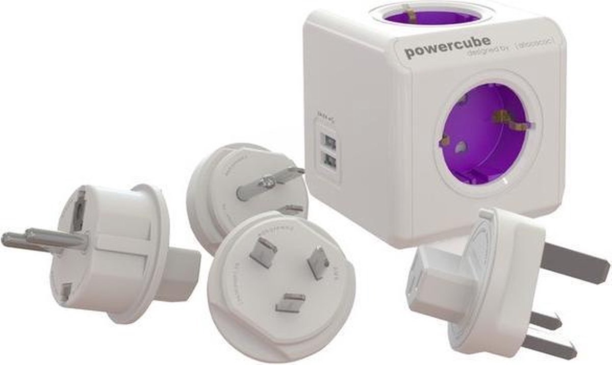 Allocacoc ReWirable USB + IEC Cable Binnen 4AC outlet(s) Paars, Wit power uitbreiding