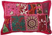 Kussen India Patchwork Fuchsia 30x20cm