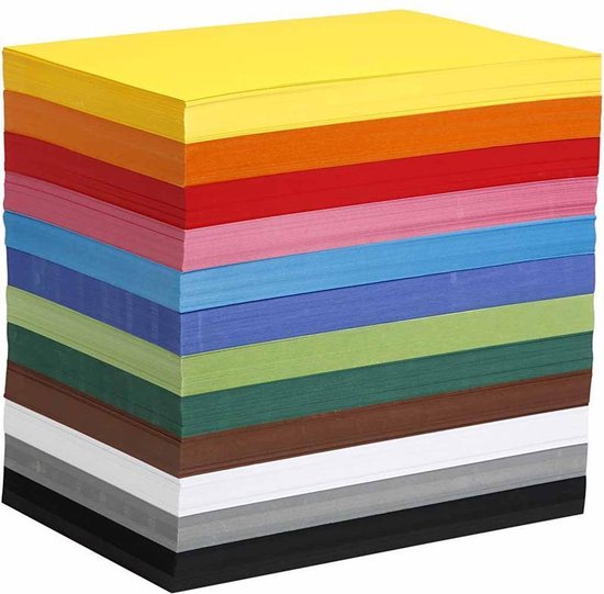 Gekleurd karton, A4 210x297 mm, 180 gr, 12x100 div vellen | bol.com