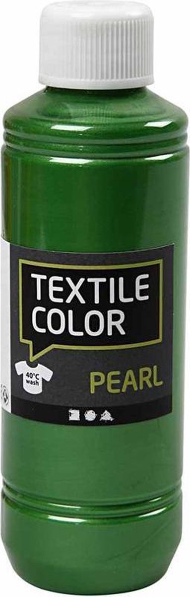 Textielverf - Dekkend - Brilliant Groen - Parelmoer - Creotime - 250 ml
