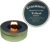 4 stuks Cracklez® Knetter Houten Lont Geurkaarsen in blik Tribal Hammam. Spa. Eucalyptus en Pepermunt. Donker-grijs. Aromatherapie.