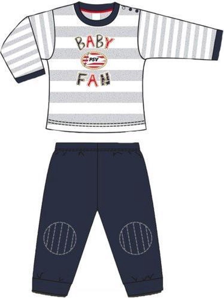 Psv Baby Pyjama Zwart/grijs/wit Maat 62/68