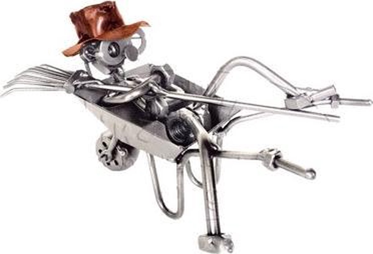 Hinz & Kunst sculptuur beeldje man in kruiwagen