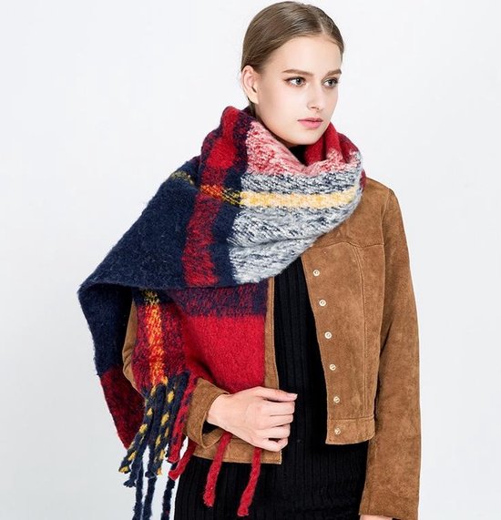 Lange dames sjaal Winter Red|Extra lange sjaal|Rood Blauw|Dikke  kwaliteit|Extra zacht | bol.com