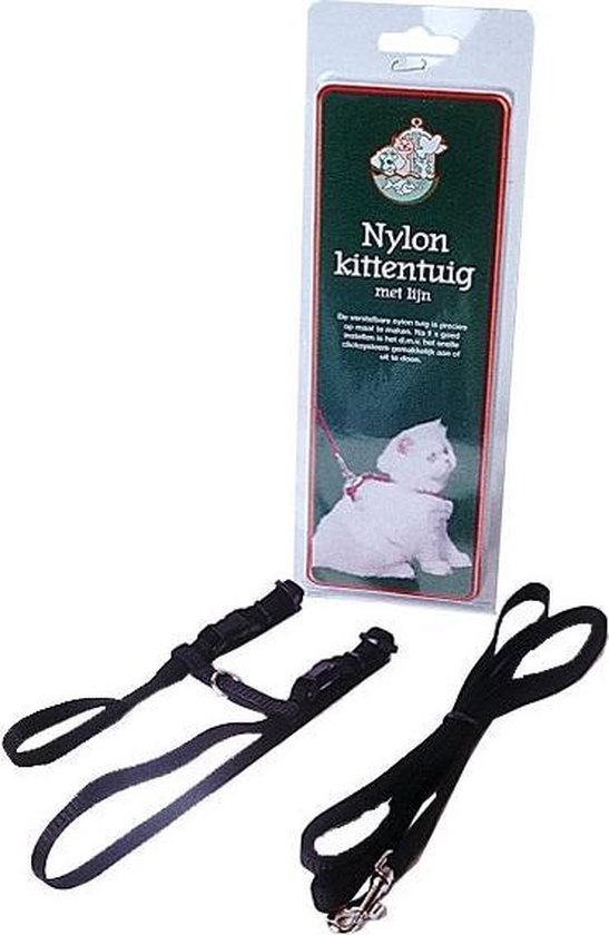 Boon kittentuig met lijn nylon zwart zwart