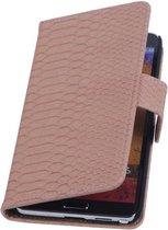 Snake Bookstyle Wallet Case Hoesjes voor Galaxy Note 4 N910F Licht Roze