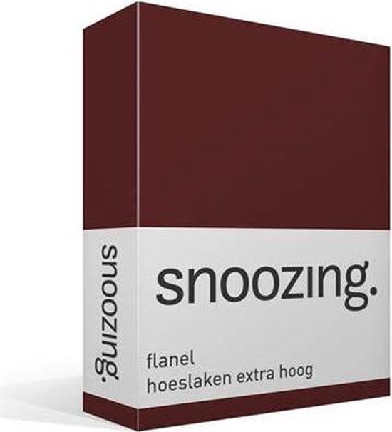 Snoozing - Flanel - Hoeslaken - Extra Hoog - Lits-jumeaux - 160x210/220 cm - Aubergine