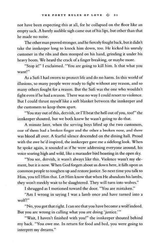 Pagina 31 van 'The Forty Rules of Love' met tekst.