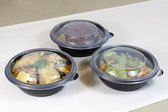 Soepkom zwart rond + deksel transparant | horeca take away | extra stevig | vriezer en magnetron |  Ø 13 x 7 cm | 500 ml | 50 stuks