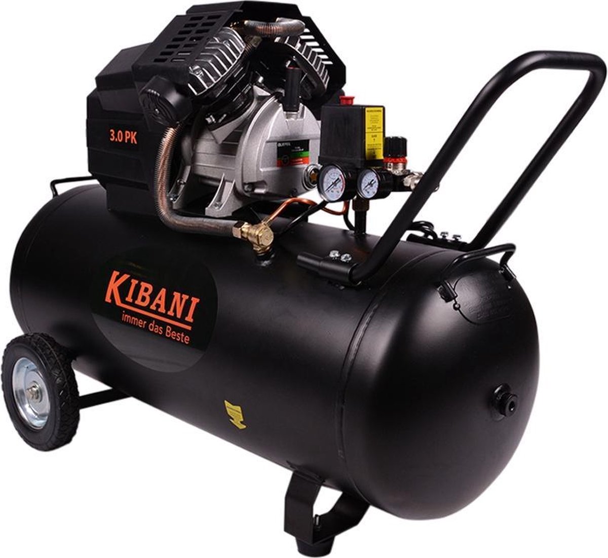 Kibani compressor 100 liter dubbele cilinder, 3 pk - Compressoren - Machine - Luchtdrukgereedschap - Luchtdruk - Gereedschap - 100L