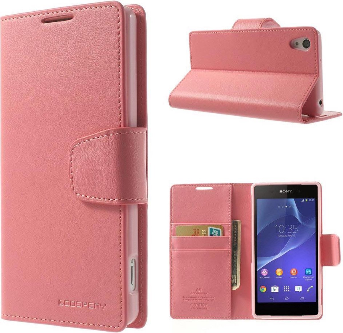 Goospery Sonata Leather hoesje Sony Xperia Z3 compact lichtroze