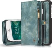 CaseMe - iPhone 8 Plus - Luxe Portemonnee Hoesje met uitneembare backcover - Blauw
