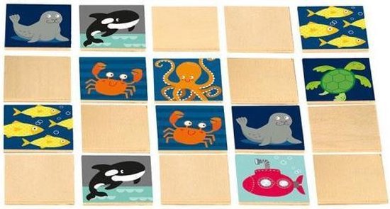 Thumbnail van een extra afbeelding van het spel Moses Houten Mini-memo spel - 9,3 Cm Zeedieren