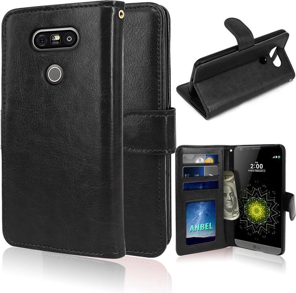 Cyclone Cover zwart wallet case hoesje Geschikt voor: LG V20