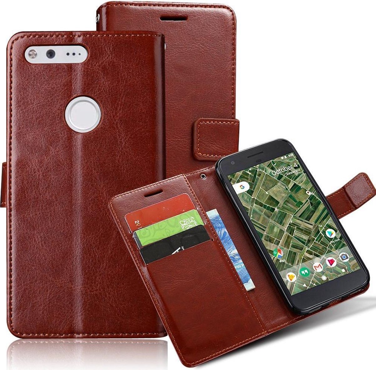 Google Pixel Cyclone Cover bruin wallet case hoesje