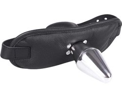 Mondknevel met buttplug- zwart