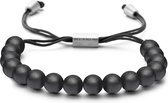 Frank 1967 Courageous Beads 7FB 0269 Heren Armband met Staal Element - Agaat Natuursteen 8 mm - Zwart