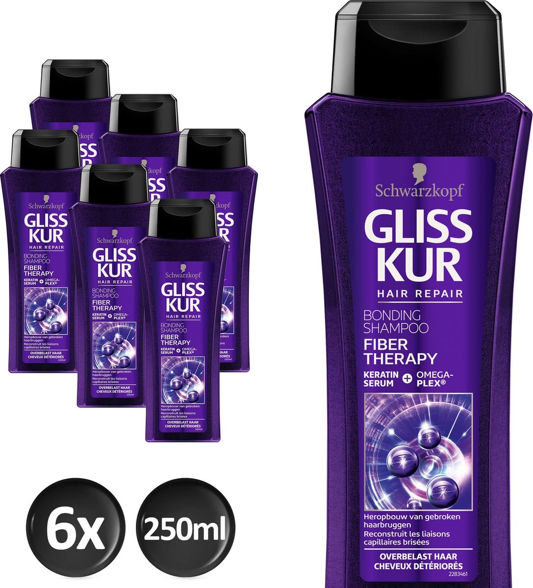 Schwarzkopf Gliss Kur Fiber Therapy Shampoo - 6 stuks - Voordeelverpakking